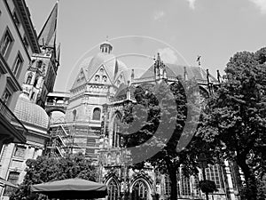 Aachener Dom in Aachen, black and white photo