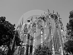Aachener Dom in Aachen, black and white photo