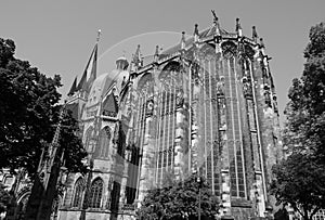 Aachener Dom in Aachen, black and white photo