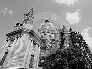 Aachener Dom in Aachen, black and white photo