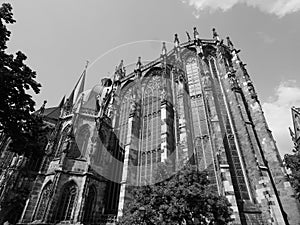 Aachener Dom in Aachen, black and white photo