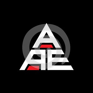 AAE triangle letter logo design with triangle shape. AAE triangle logo design monogram. AAE triangle vector logo template with red photo