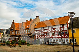 Aalborg, Denmark: Beautiful street with houses in the center of the old town