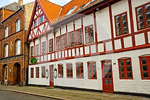 Aalborg, Denmark: Beautiful street with houses in the center of the old town