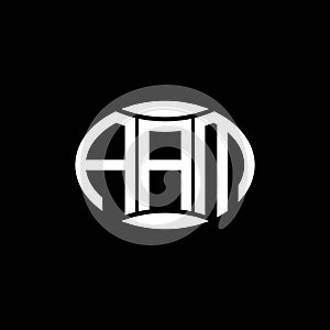 AAM abstract monogram circle logo design on black background. AAM Unique creative initials letter logo..AAM abstract monogram