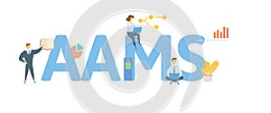 AAMS, Accredited Asset Management Specialist. Concept with keyword, people and icons. Flat vector illustration. Isolated