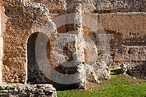 Aancient roman bricks walls at Villa Adriana