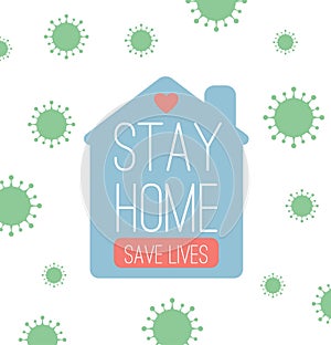 Stay at home quarantine and warning, stop coronavirus COVID-19 spreading. safe lettering typography poster with text logo, ash tag