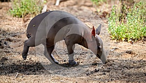 aardvark foraging for ants or termites in its native African savannah environment