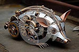 Aardvark Mechanical Menagerie Series: Delightful Steampunk Animals Infused with Retro-Futuristic Marvel AI Generated Illustration