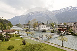 Aare river and Alps in Interlaken