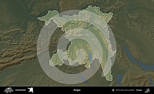 Aargau highlighted, Switzerland. Physical