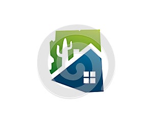 Aarizona map property real estate logo with cactus and house