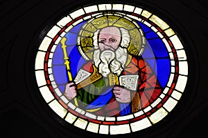 Aaron, stained glass window in the Basilica di Santa Croce in Florence