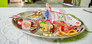 Aarti plate for Rakhi pooja on rakshabandhan festival