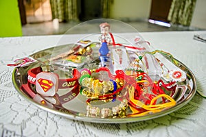 Aarti plate for Rakhi pooja on rakshabandhan festival