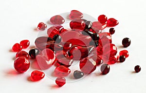 Aassorted red glass beads