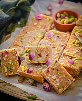 Aata barfi with dryfruits