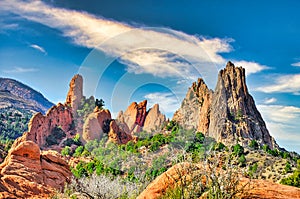 Aattract millions each year to see various, natural rock formations mazing rock formations at Garden of the Gods, Colorado Springs photo