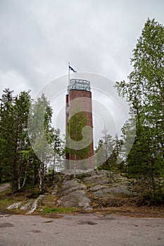 Aavasaksa tourist tower on the top of the mountain