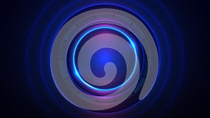 Abstract circle technology lights blue with dot pattern background