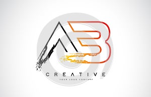 AB Creative Modern Logo Design Vetor with Orange and Black Colors