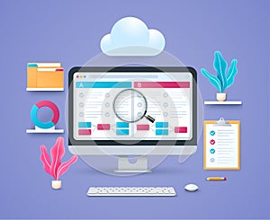 AB Split testing concept in 3D style