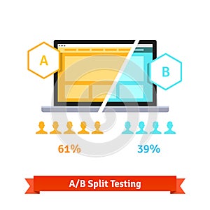 AB split testing. Laptop screen
