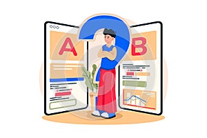 Ab Testing Illustration concept on white background