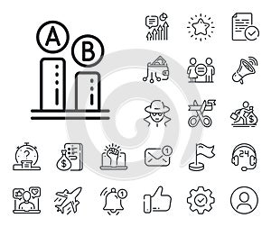 Ab testing line icon. Ui test chart sign. Salaryman, gender equality and alert bell. Vector