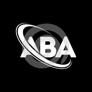 ABA logo. A B A design. White ABA letter. ABA/A B A letter logo design. Initial letter ABA linked circle uppercase monogram logo