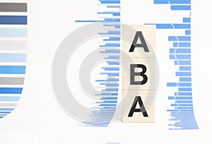 aba sign on wooden cubes concept, wooden cubes