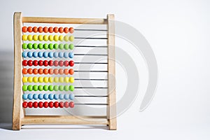 Abacus with colourful beads isolated in white background.