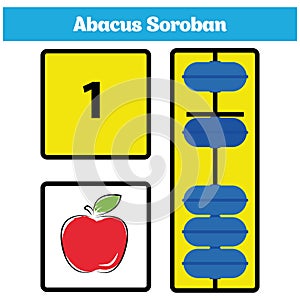 Abacus Soroban kids learn numbers with abacus, math worksheet for children Vector Illustration