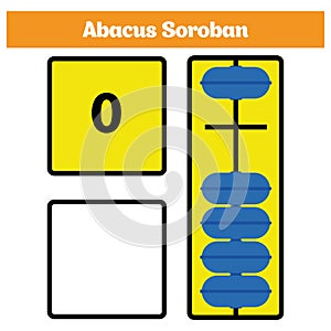 Abacus Soroban kids learn numbers with abacus, math worksheet for children Vector Illustration