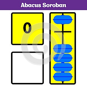 Abacus Soroban kids learn numbers with abacus, math worksheet for children Vector Illustration