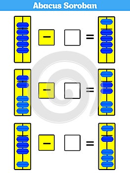 Abacus Soroban kids learn numbers with abacus math worksheet for children Vector Illustration
