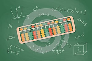 Abacus soroban for learning mental arithmetic for kids. Concept of illustration of the Japanese system of mental math.