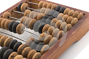 Abacus wooden old on a white background. Isolated