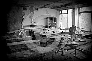 Abadndoned classroom at School Chornobyl zone