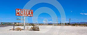 Abadoned, vintage motel sign on route 66 photo