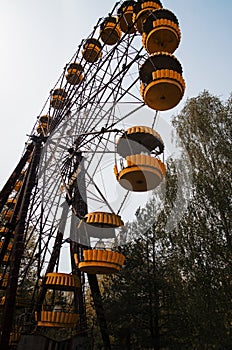 Abadonrd ferris wheel in Pripyat ghost town in Chernobyl exclusion zone, Ukraine