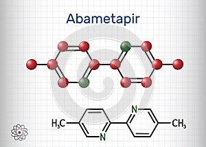 Abametapir molecule. It is used to treat infestations of head lice, pediculus capitis. Structural chemical formula and molecule photo
