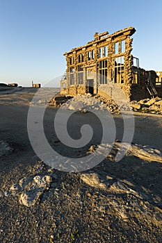 Abandon building at sunrise.