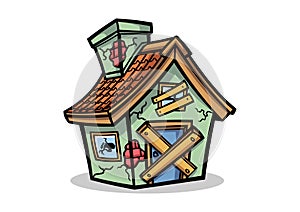 Abandon House Mascot Design Vector