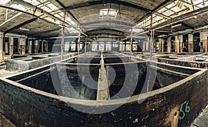 Abandonde factory indoor basins