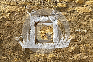 Abandoned adobe houses in Middle Age village Kuldhara in the Thar Desert, Rajasthan, India