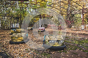 Abandoned amusement park in Pripyat ghost town, Chernobyl.