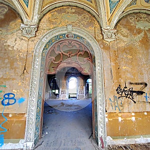 Abandoned Villa Becker in Turin city, Italy. Art, architecture and splendour photo