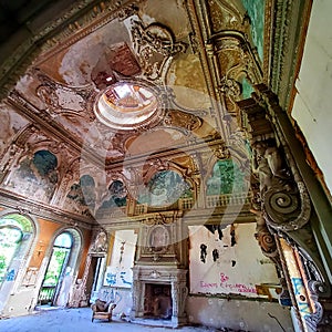 Abandoned Villa Becker in Turin city, Italy. Art, architecture and splendour photo